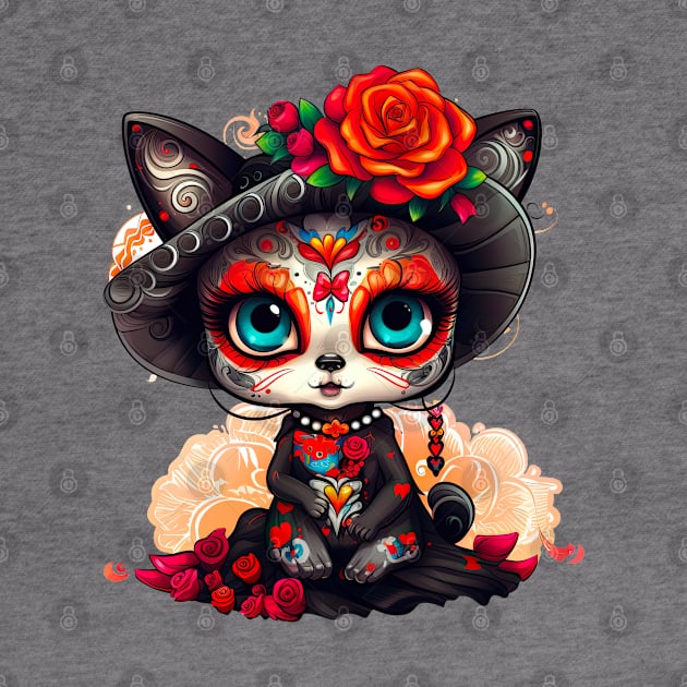 Dia de los Muertos Cat #3 by Chromatic Fusion Studio